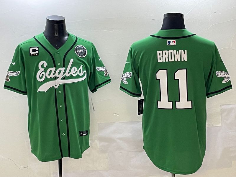 Men Philadelphia Eagles #11 Brown Green three generations Jointly Name 2025 Nike Limited NFL Jersey style 3->philadelphia eagles->NFL Jersey